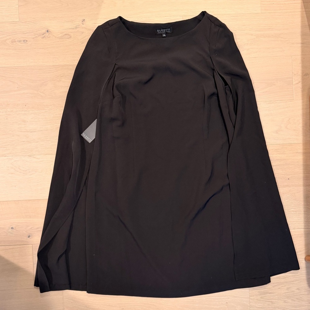 Eloquii Black Sleeveless Cape Dress